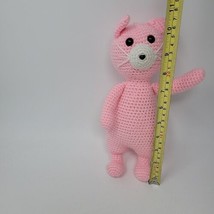 Vintage Handmade Knit Crochet Pink Kitty Cat Stuffed Plush 10&quot; - $18.68