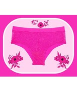 S Hot Bright Pink Floral Lace Front NO SHOW Smooth Victorias Secret Chee... - $12.50