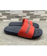 Nautica Mens Stono Slides Logo Sandal Size 10 Navy Red Rubber - $17.08 CAD