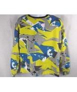 Filthy Dripped yellow blue gray abstract print flowers Men&#39;s sweatshirt XL - $18.70