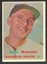 Washington Senators Ernie Oravetz 1957 Topps Baseball Card 179 ex/em - £4.38 GBP