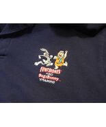 Flintstones and Bugs Bunny Vitamins Cotton Polo Shirt Men&#39;s Medium Navy ... - $21.05 CAD