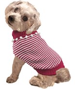 Fashion Pet Pom Pom Stripe Dog Sweater Raspberry Medium - £41.68 GBP