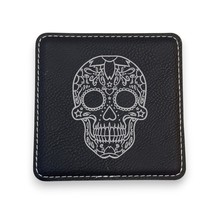 Coaster - Sugar Skull - SET OF 2 - Leather or Stitched Cork (Stitched Co... - $16.65