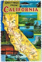 Postcard Pictoral Map Greetings From California Multi View - $2.96