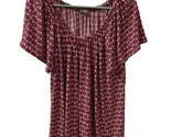 Vince Camuto Womens Red White Plus Size 2x Knit Graphic Short Sleeved To... - $15.71