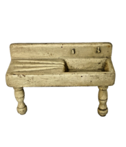 Antique Doll House Miniature Enamelled Cast Iron Sink Toy Wooden - $68.31