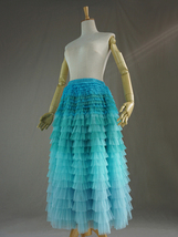 Navy Blue Tiered Tulle Skirt Women Plus Size Layered Tulle Midi Skirt image 6