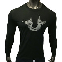 Nwt True Religion Msrp $69.99 Men&#39;s Black Crew Neck Long Sleeve T-SHIRT Size L - £25.14 GBP
