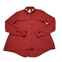 Love 27 Shirt Womens XS Red Key Hole Back Button Up Long Sleeve Collared Top - $19.68