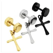 Titanium Earrings Mens ear ring not allergic cross exaggerated personality Fake  - £51.11 GBP