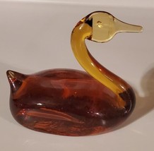 Vintage Pilgrim Art Glass Amber Swan Goose Duck Figurine Paperweight - £15.55 GBP