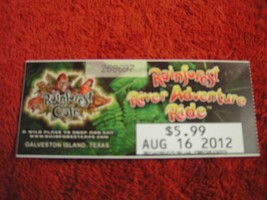 Rainforest Cafe River Adventure Ride 8/16/12 Galveston Island, TX Ticket Stub - £1.55 GBP