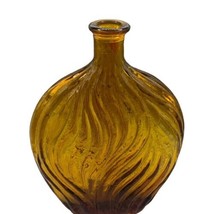 Vintage MID-20TH Century Amber Flask Bottle With Heavy Scrolled Ribs - $14.11