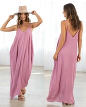 LOVE STITCH Smokey Orchid Gauzy Mila Cocoon Maxi Dress w/ Pockets Slouch... - £38.28 GBP