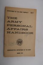 Vtg Army Personal Affairs Handbook Headquarters Ephemera 1961 - $19.99
