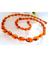 Natural Baltic Amber Necklace/ Olive Beads - £30.60 GBP