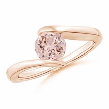 ANGARA Bar-Set Solitaire Round Morganite Bypass Ring for Women in 14K Solid Gold - £704.18 GBP