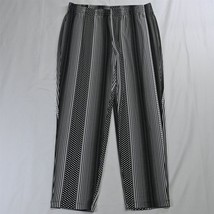 Chico&#39;s 2 / Medium Black White Print Tapered Pull On Dress Pants - $19.59