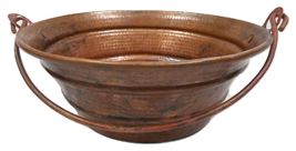 15&quot; Round Copper Bucket Vessel Bath Sink in Natural Patina, Drain Included - £156.93 GBP