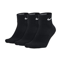 Nike Adult 3 Pair Cushion Quarter Sock - Black/White, Small  - £32.21 GBP