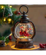 Christmas Snow Globe Lantern Water Glittering Cardinal with Music, USB L... - $64.63 CAD