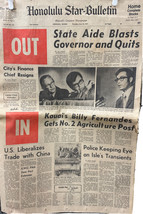Honolulu Star-Bulletin Newspaper State Aide Blasts Governor and Quits 06/10/1971 - £35.05 GBP