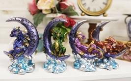 Ebros Crescent Moon On Clouds Resting Guardian Dragon Figurines 6.25&quot;H Set of 4 - £39.95 GBP