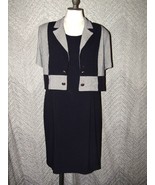 Vintage Miranda K Navy Tank Dress With Block Patterned Petticoat &amp; Shoul... - £15.80 GBP