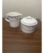 Mikasa Intaglio Annette Stoneware China Sugar Bowl with Lid &amp; Creamer - $19.89