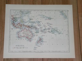 1906 Antique Map Of Oc EAN Ia Australia New Zealand Guam Mauritius Canary Islands - £13.45 GBP