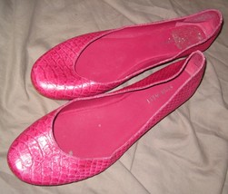 Vintage Ladies WOMEN&#39;S RED Snake Skin Pattern Slip on Shoes Sz 8M - £23.59 GBP