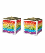Set of 2 Colorful Cubes 15&quot; Graduating Celebrate &#39;Congrats Grad!&#39; Foil B... - $206.79 MXN
