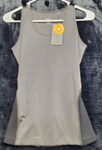 Copper Life Tank Top Womens Size Small Gray Polyester Sleeveless Round Neck Logo - £15.96 GBP