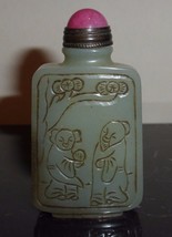 Vintage Chinese Natural Green Jade Snuff Bottle - £92.67 GBP