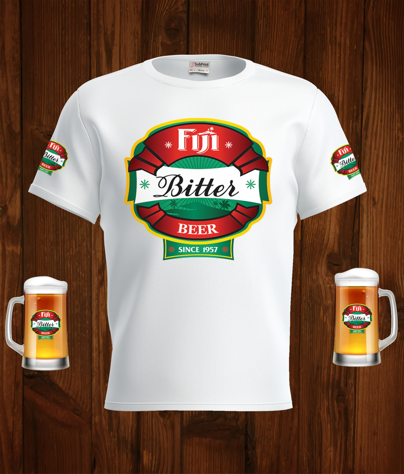 Fiji Bitter Beer Logo White Short Sleeve  T-Shirt Gift New Fashion