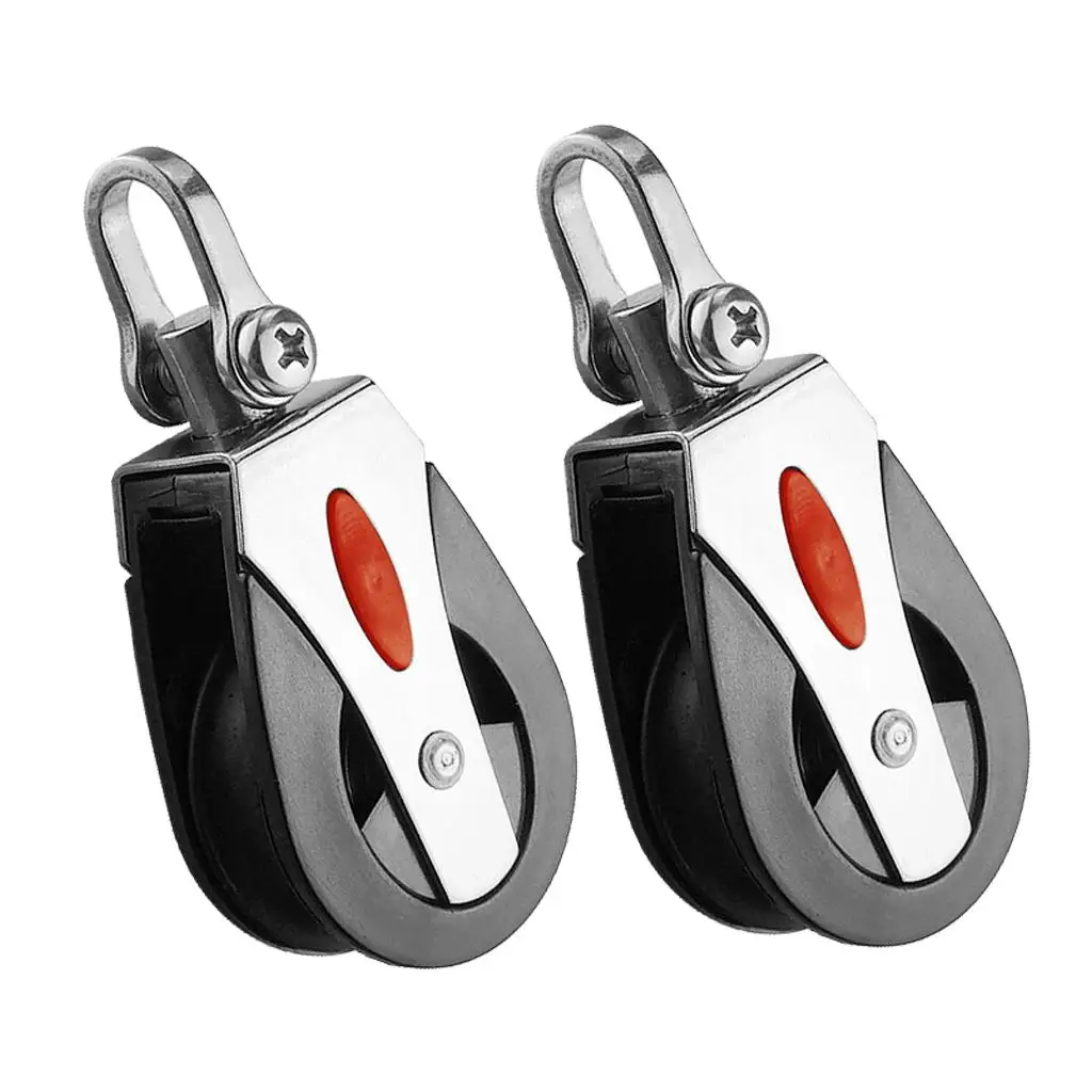 2 Pack Sailing Boat Kayak Pulley Blocks with Single Wheel Swivel, 1500 lbs Loa - £24.85 GBP