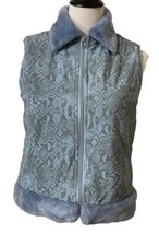 Blanc Noir Vest Blue Reptile Women&#39;s Sz S Faux Leather Fur Soft Smooth C... - £15.63 GBP