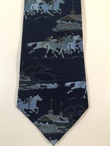 Vintage Vani-Ties Blue Polyester Tie - Novelty Horses Pattern - 4 1/8&quot; Wide - $14.99