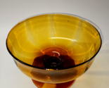 Blenko HONEY GOLD Art Glass Freeform 7¾” AIR BUBBLE Pedestal Bowl - TIGE... - £34.45 GBP