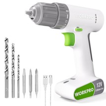 WORKPRO 12V Cordless Drill Driver Set, Electric Power Drill Tool Kit wit... - $62.99