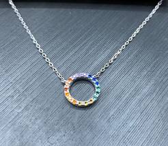 Fame Accessories - Rainbow Circle Pendant Necklace - $18.00