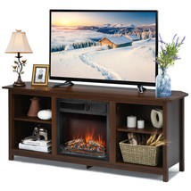 58&quot; 2-Tier Fireplace Tv Stand W/18&quot; Electric Fireplace Coffee Up To 65&quot; - £413.68 GBP