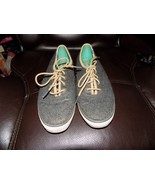 KEDS CHAMPION GREY FELT KHAKI TAN TRIM WHITE SOLES SNEAKERS SIZE 9 WOMEN... - $31.35