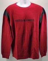 Vintage Men&#39;s Nautica Jeans Company Long Sleeve Shirt Cotton Red Gray XL - £15.76 GBP