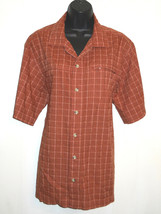 Columbia Sportswear Men&#39;s Shirt Medium Rust Orange Casual Checkered Button Front - £12.49 GBP