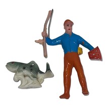 Vintage Fisherman with Fishing Rod Pole Novelty &amp; Fish Plastic Cup Cake ... - £6.85 GBP
