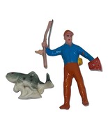 Vintage Fisherman with Fishing Rod Pole Novelty &amp; Fish Plastic Cup Cake ... - £6.78 GBP