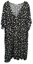 Rewind Women&#39;s Dress V-Neck Short Sleeve Daisy Print 100% Rayon Plus Sz 3X Black - £15.81 GBP