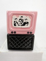 Vintage The Beatles Black Stand &amp; Pink Television Salt and Pepper Shakers Read - $24.00